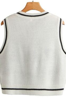 Y2K Gothic Skull Sweater Vest - Retro 90s Grunge Fashion, Perfect for Y2K Summer Outfits