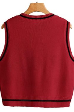 Y2K Gothic Skull Sweater Vest - Retro 90s Grunge Fashion, Perfect for Y2K Summer Outfits