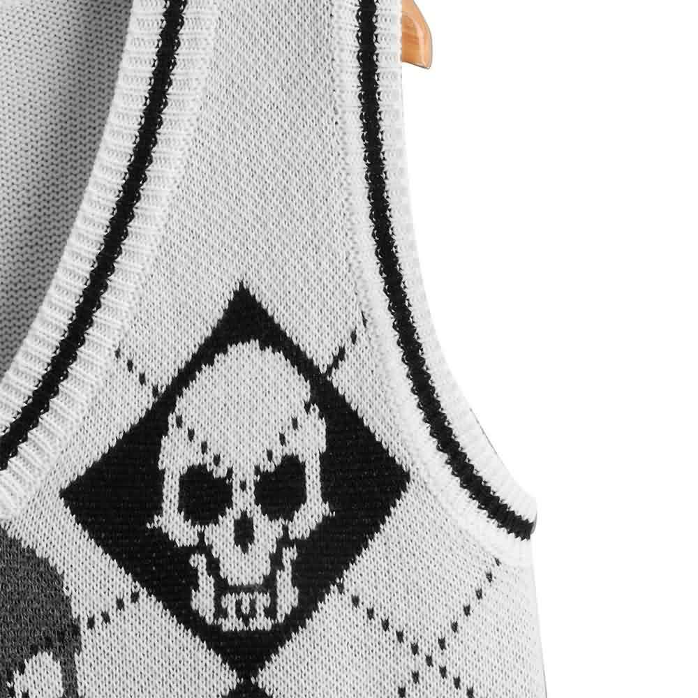 Y2K Gothic Skull Sweater Vest - Retro 90s Grunge Fashion, Perfect for Y2K Summer Outfits