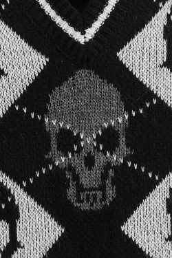 Y2K Gothic Skull Sweater Vest - Retro 90s Grunge Fashion, Perfect for Y2K Summer Outfits