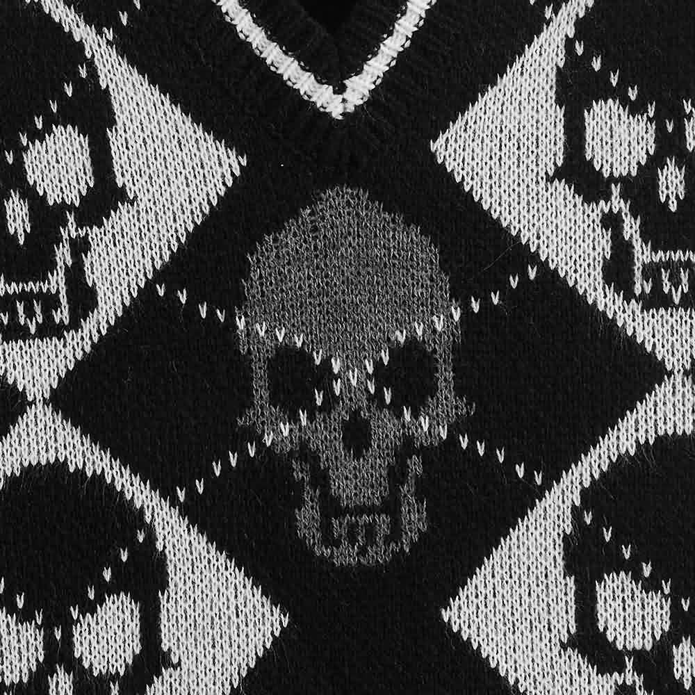 Y2K Gothic Skull Sweater Vest - Retro 90s Grunge Fashion, Perfect for Y2K Summer Outfits