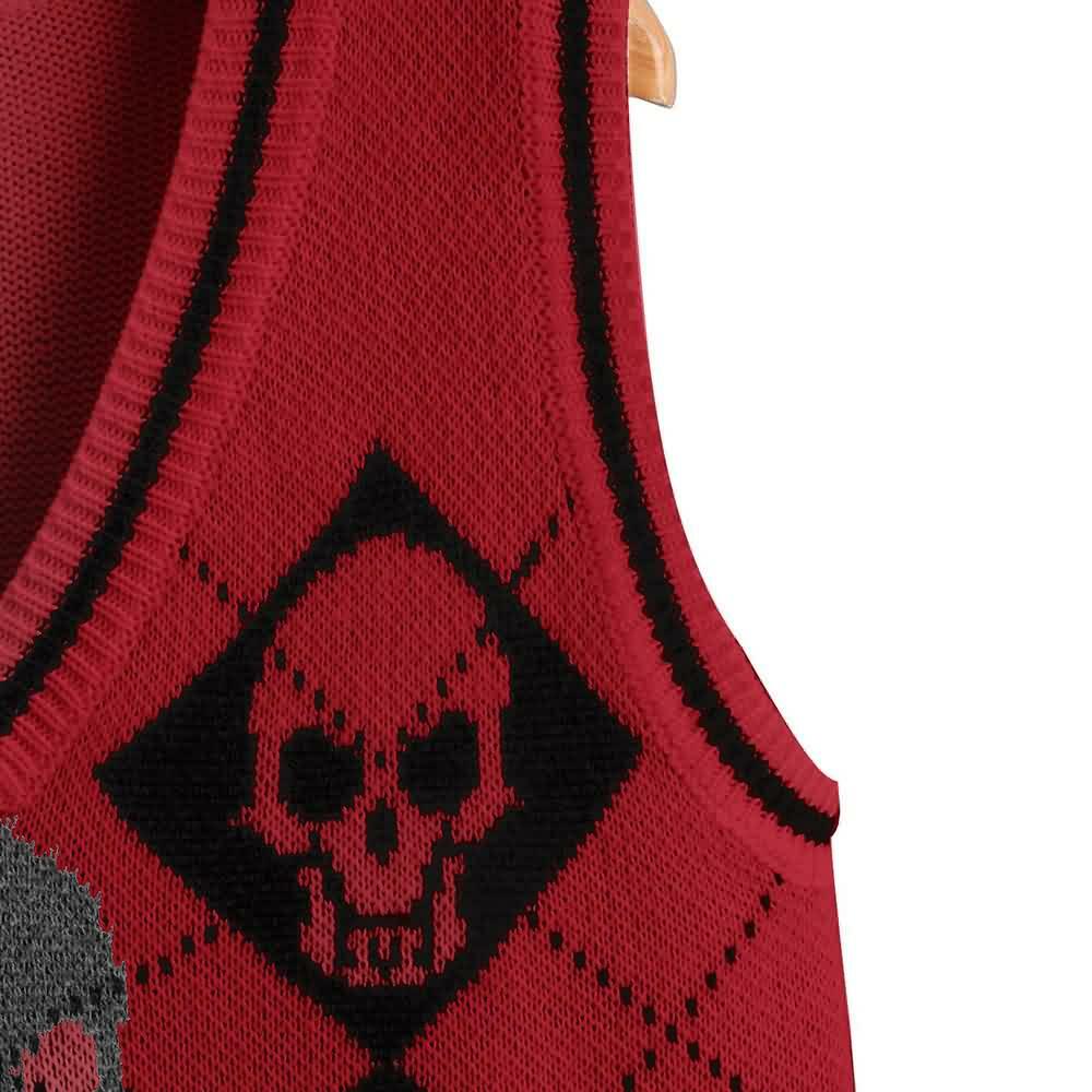 Y2K Gothic Skull Sweater Vest - Retro 90s Grunge Fashion, Perfect for Y2K Summer Outfits