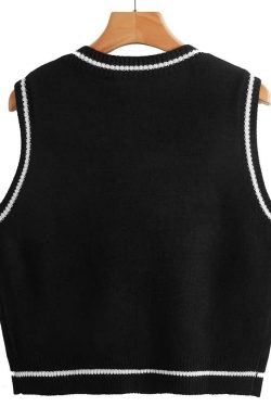 Y2K Gothic Skull Sweater Vest - Retro 90s Grunge Fashion, Perfect for Y2K Summer Outfits