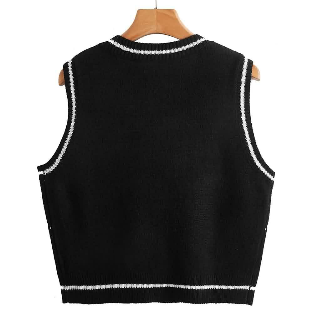 Y2K Gothic Skull Sweater Vest - Retro 90s Grunge Fashion, Perfect for Y2K Summer Outfits