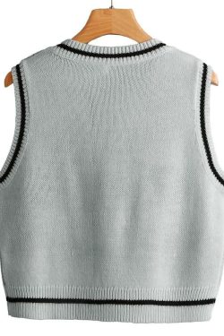 Y2K Gothic Skull Sweater Vest - Retro 90s Grunge Fashion, Perfect for Y2K Summer Outfits