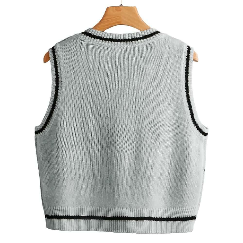Y2K Gothic Skull Sweater Vest - Retro 90s Grunge Fashion, Perfect for Y2K Summer Outfits