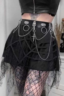 Y2K Gothic Spider Web Lace Mini Skirt - 90s Grunge, Retro, Pastel Goth, Y2K Summer Outfit