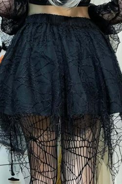 Y2K Gothic Spider Web Lace Mini Skirt - 90s Grunge, Retro, Pastel Goth, Y2K Summer Outfit