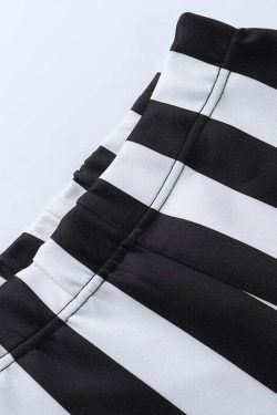 Y2K Gothic Striped High Waist Flare Pants - Retro 90s Grunge Summer Outfit