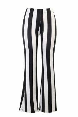 Y2K Gothic Striped High Waist Flare Pants - Retro 90s Grunge Summer Outfit