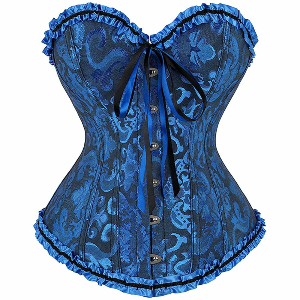 Y2K Gothic Vampire Floral Satin Corset Bustier - Retro 90s Grunge Summer Outfit