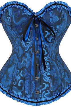 Y2K Gothic Vampire Floral Satin Corset Bustier - Retro 90s Grunge Summer Outfit
