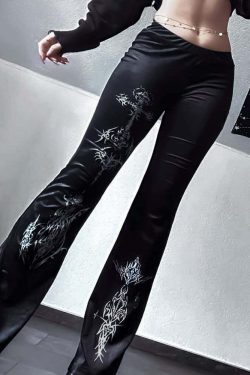 Y2K Gothic Velvet Flare Pants - Retro 90s Grunge, Summer Club & Party Outfits
