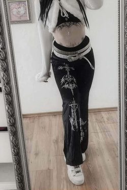 Y2K Gothic Velvet Flare Pants - Retro 90s Grunge, Summer Club & Party Outfits