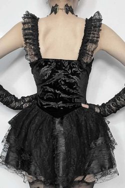 Y2K Gothic Velvet Lace Bustier Top - Retro 90s Grunge, Summer Party, Club & Popstar Outfit