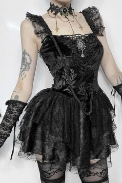 Y2K Gothic Velvet Lace Bustier Top - Retro 90s Grunge, Summer Party, Club & Popstar Outfit