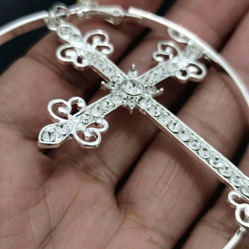 Y2K Gothic Victorian Cross Hoop Earrings - Retro 90s Grunge Fashion for Y2K Outfits