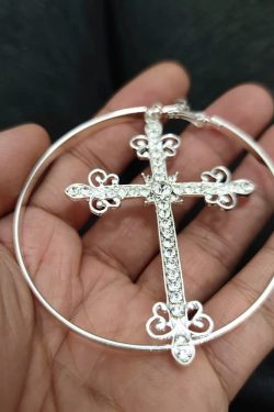 Y2K Gothic Victorian Cross Hoop Earrings - Retro 90s Grunge Fashion for Y2K Outfits