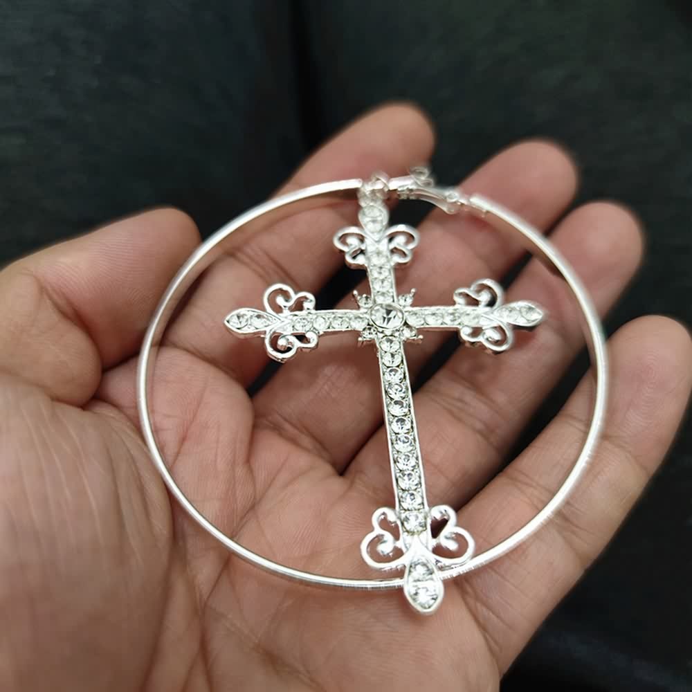 Y2K Gothic Victorian Cross Hoop Earrings - Retro 90s Grunge Fashion for Y2K Outfits
