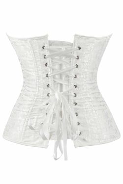 Y2K Gothic Victorian White Overbust Corset - Retro 90s Grunge Summer Party Outfit
