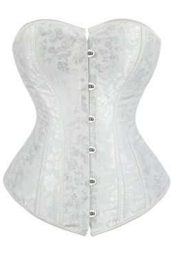 Y2K Gothic Victorian White Overbust Corset - Retro 90s Grunge Summer Party Outfit