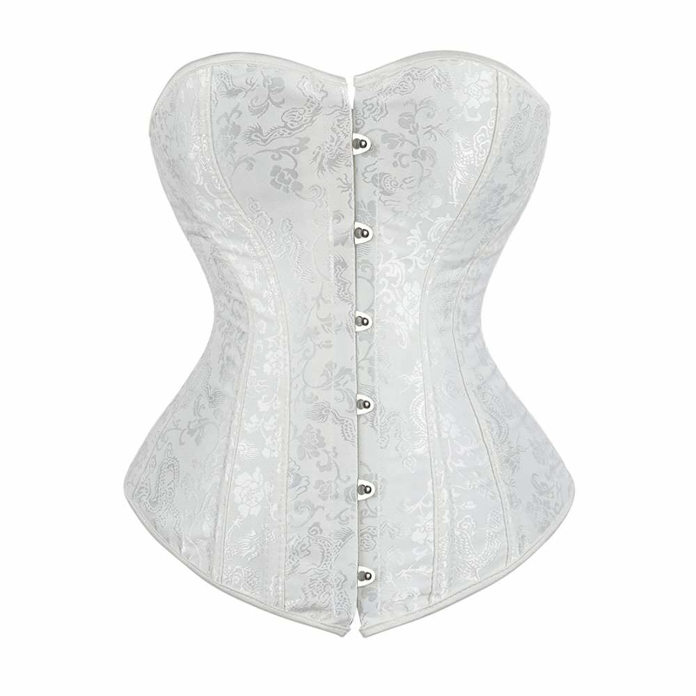 Y2K Gothic Victorian White Overbust Corset - Retro 90s Grunge Summer Party Outfit