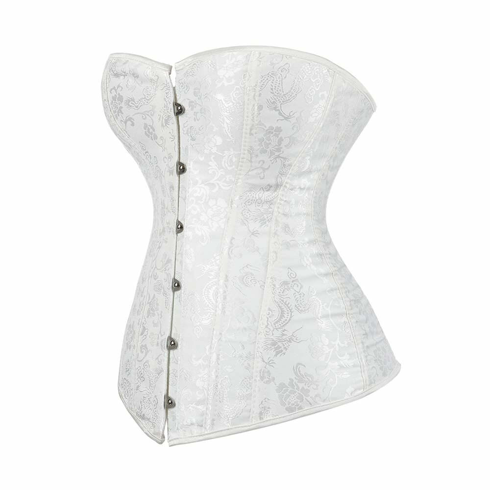 Y2K Gothic Victorian White Overbust Corset - Retro 90s Grunge Summer Party Outfit