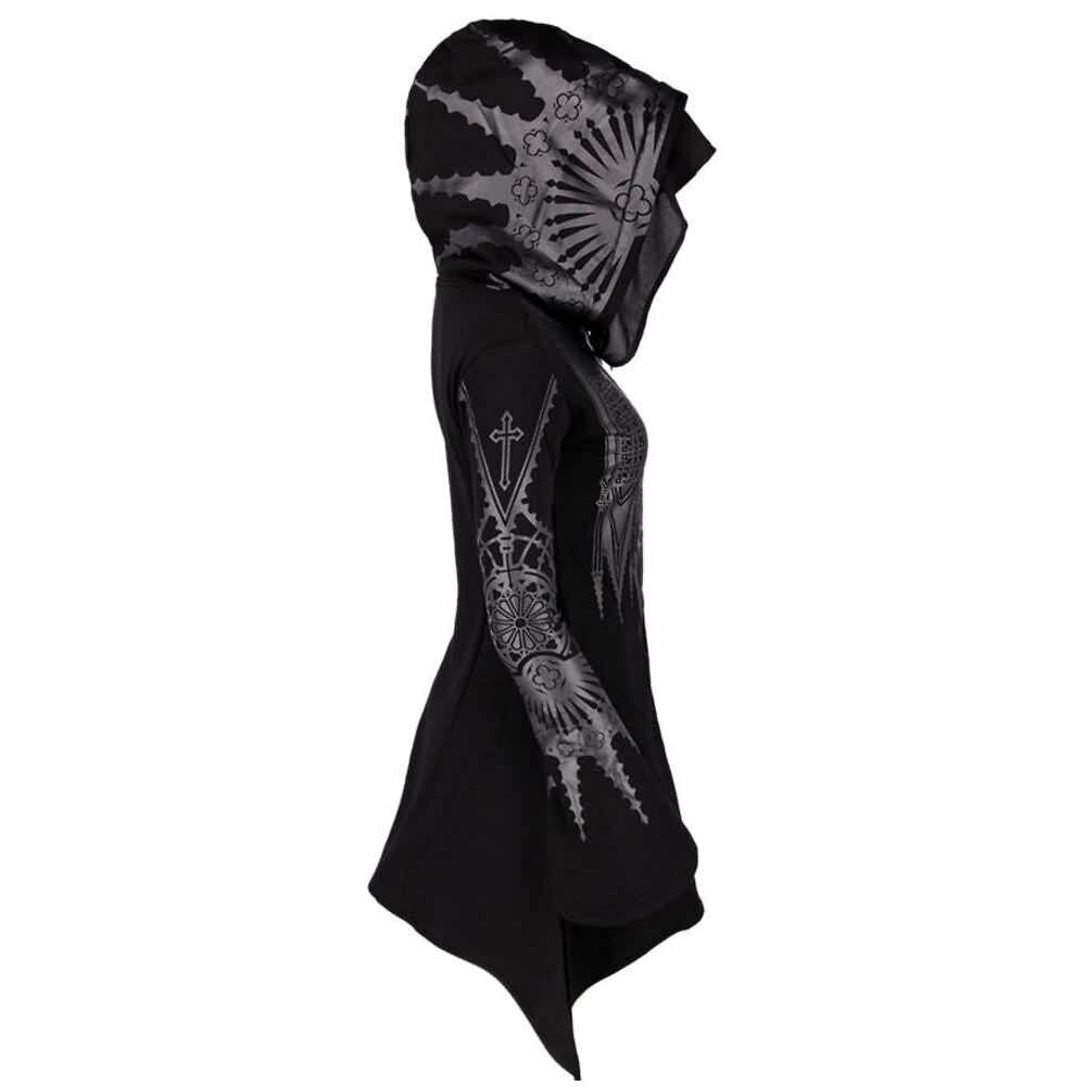 Y2K Gothic Witch Zip Up Hoodie - Retro 90s Grunge, Pastel Goth, Y2K Fashion for Women