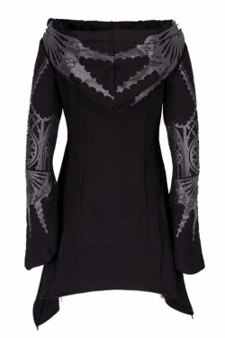 Y2K Gothic Witch Zip Up Hoodie - Retro 90s Grunge, Pastel Goth, Y2K Fashion for Women
