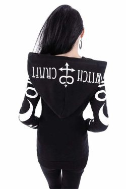 Y2K Gothic Witchcraft Zip Up Hoodie - Retro 90s Grunge Fashion, Pastel Goth, Y2K Club Outfits