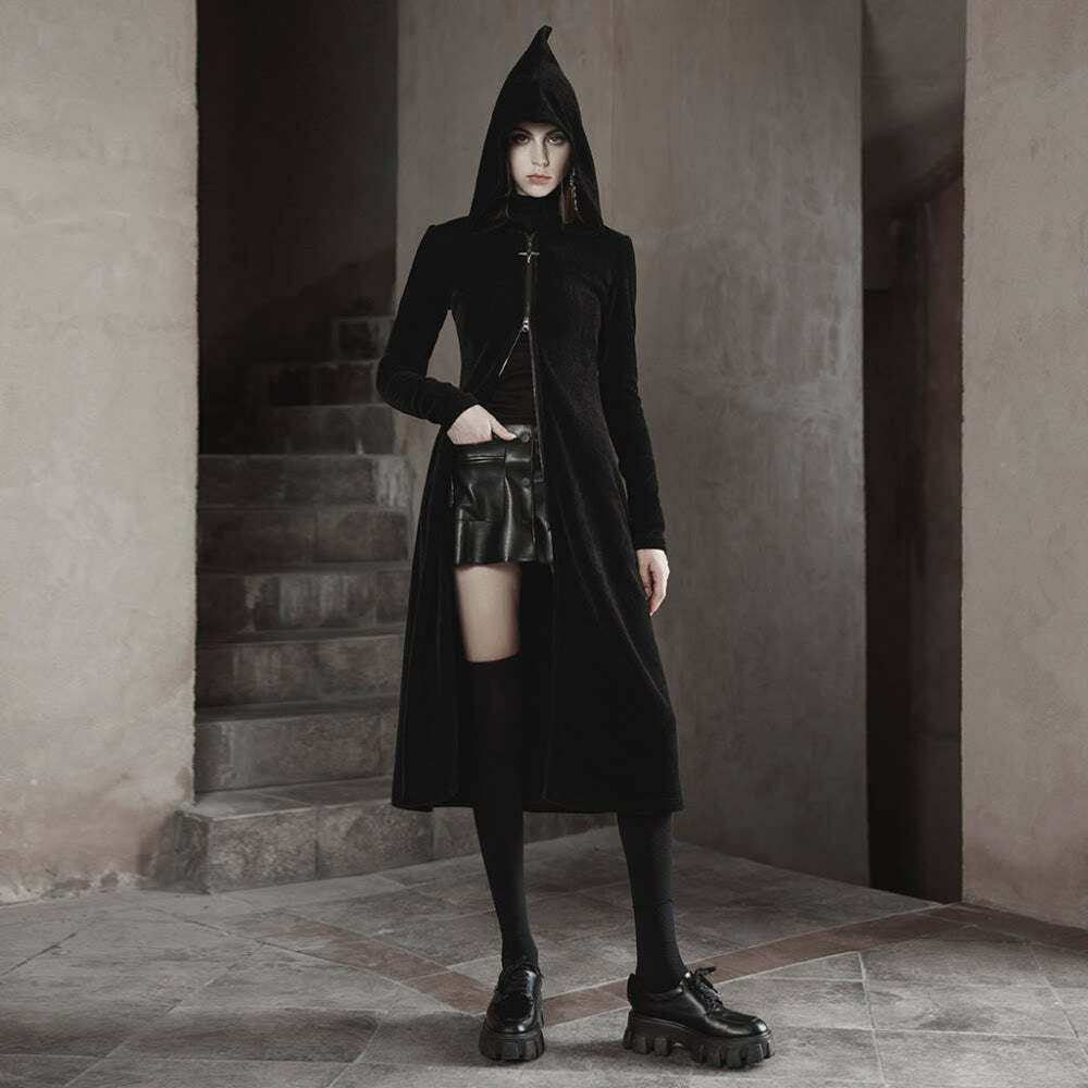 Y2K Gothic Wizard Coat - Retro 90s Grunge, Dark Y2K Fashion, Perfect for Y2K Party Outfits