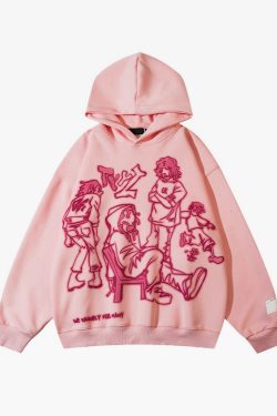 Y2K Graphic Hoodie - Retro 90s Grunge, Summer Outfits, Popstar Style, Pastel Goth Fashion