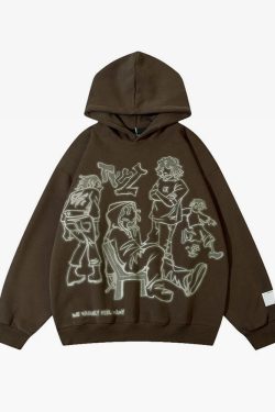 Y2K Graphic Hoodie - Retro 90s Grunge, Summer Outfits, Popstar Style, Pastel Goth Fashion