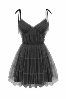 Y2K Gray Goth Grunge Mesh Overlay Mini Dress - 90s Fashion, Summer Outfits, Retro Style