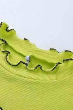 Y2K Green Flower Crop Top - 90s Grunge, Retro Summer, Pastel Goth, Y2K Party Outfit