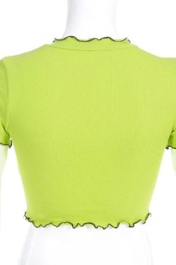 Y2K Green Flower Crop Top - 90s Grunge, Retro Summer, Pastel Goth, Y2K Party Outfit