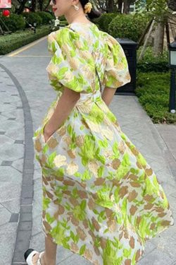 Y2K Green O-Neck Embroidered Tulle Maxi Dress - Retro 90s Grunge Summer Party Outfit