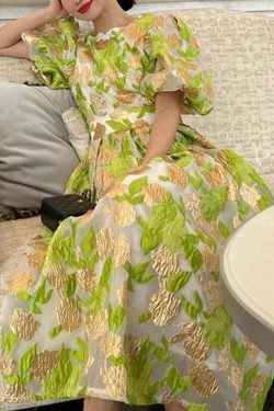 Y2K Green O-Neck Embroidered Tulle Maxi Dress - Retro 90s Grunge Summer Party Outfit
