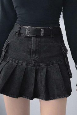 Y2K Grey Pleated Mini Skirt - 90s Grunge, Retro Summer Outfit, Y2K Club & Party Fashion