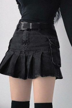 Y2K Grey Pleated Mini Skirt - 90s Grunge, Retro Summer Outfit, Y2K Club & Party Fashion