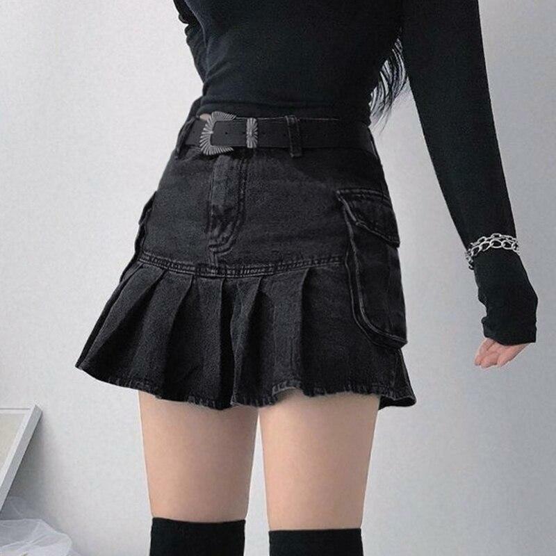 Y2K Grey Pleated Mini Skirt - 90s Grunge, Retro Summer Outfit, Y2K Club & Party Fashion