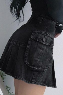 Y2K Grey Pleated Mini Skirt - 90s Grunge, Retro Summer Outfit, Y2K Club & Party Fashion