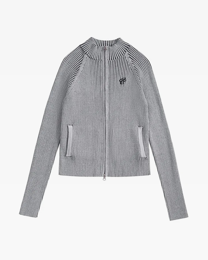 Y2K Grey Zip Up Cardigan - 90s Grunge, Retro Style, Summer Y2K Outfits, Y2K Fashion Essentials