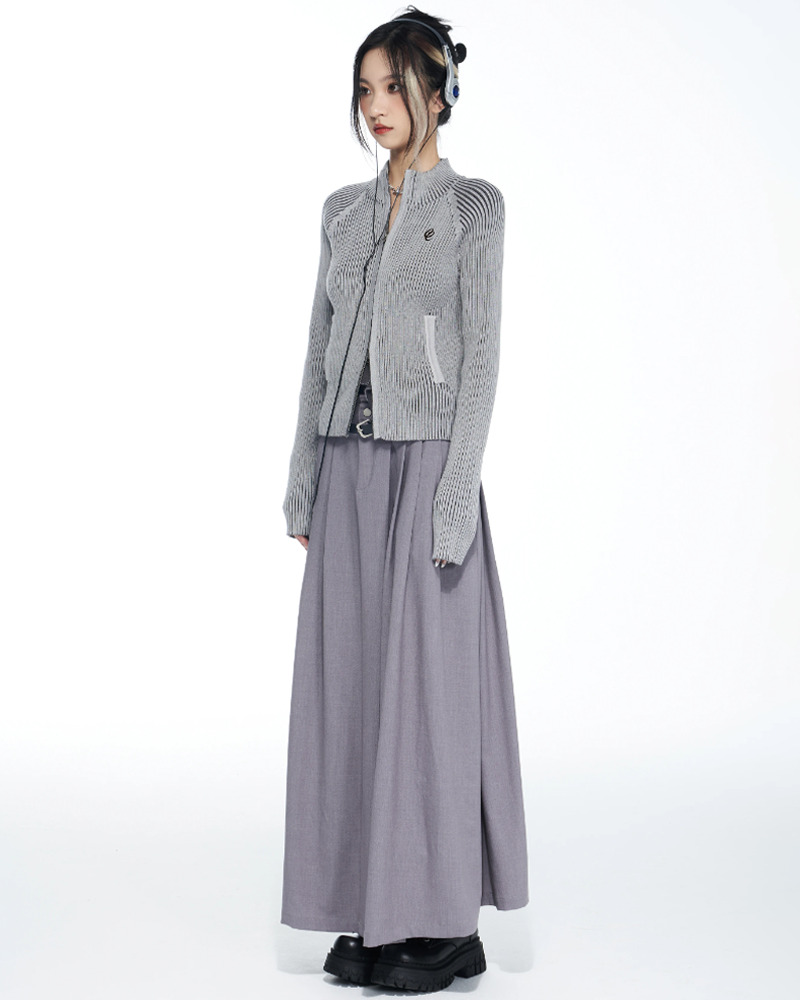 Y2K Grey Zip Up Cardigan - 90s Grunge, Retro Style, Summer Y2K Outfits, Y2K Fashion Essentials