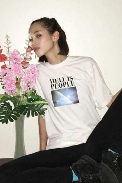 Y2K Grunge & 90s Retro 'Hell is People' T-Shirt - Perfect for Summer, Parties, and Club Outfits
