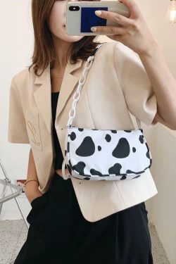 Y2K Grunge & 90s Retro Cow-Dy Partner Bag - Perfect for Summer, Parties, and Club Outfits