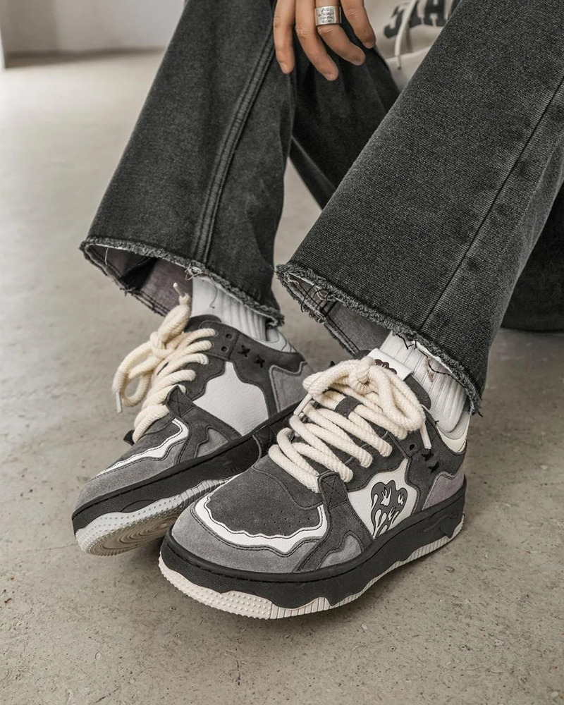 Y2K Grunge & 90s Retro Flame Sneakers - Perfect for Y2K Summer, Club, and Party Outfits