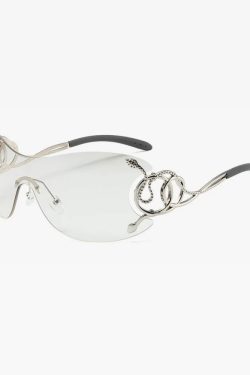 Y2K Grunge & 90s Retro Snake Sunglasses - Perfect for Y2K Summer, Party, and Club Outfits