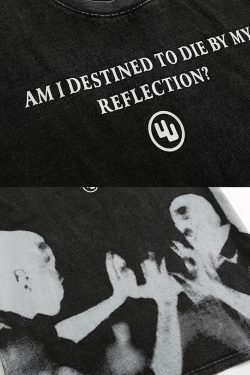 Y2K Grunge 'Am I Destined To Die By My Reflection' Shirt - 90s Retro Goth Fashion Top
