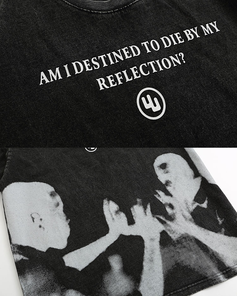 Y2K Grunge 'Am I Destined To Die By My Reflection' Shirt - 90s Retro Goth Fashion Top